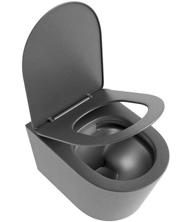 Hangend toilet Randloos LAVIE Mat Antraciet excl. Wc bril
