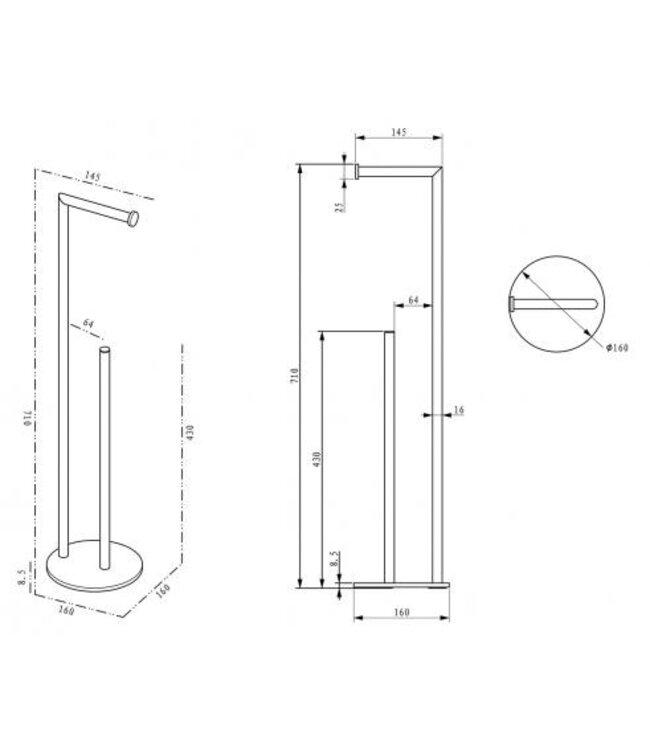 Toiletbutler Alonzo RVS Geborsteld vrijstaand toiletrolhouder met reserverolhouder - 28.9012