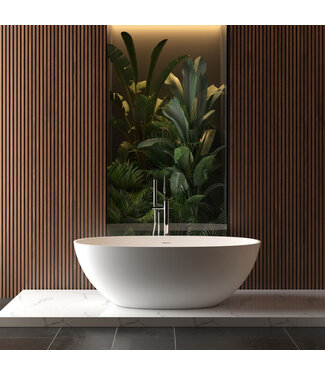 Wiesbaden Vrijstaande Bad Chiek Ovaal 165x75x55cm Mat Wit - Solid surface - 36.4003