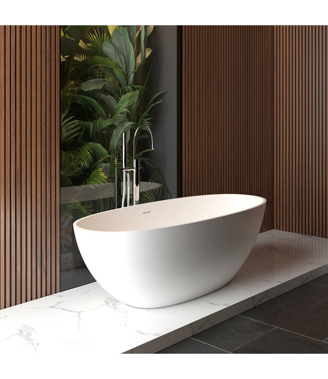 Vrijstaande Bad Chiek Ovaal 165x75x55cm Mat Wit - Solid surface - 36.4003