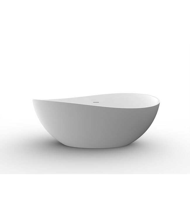 Wiesbaden Vrijstaande Bad Waive Ovaal 160x95x60cm Mat Wit - Solid surface - 36.4002