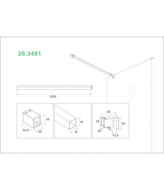 Stabilisatiestang 120 cm Mat Wit - Wiesbaden Slim - 20.3493