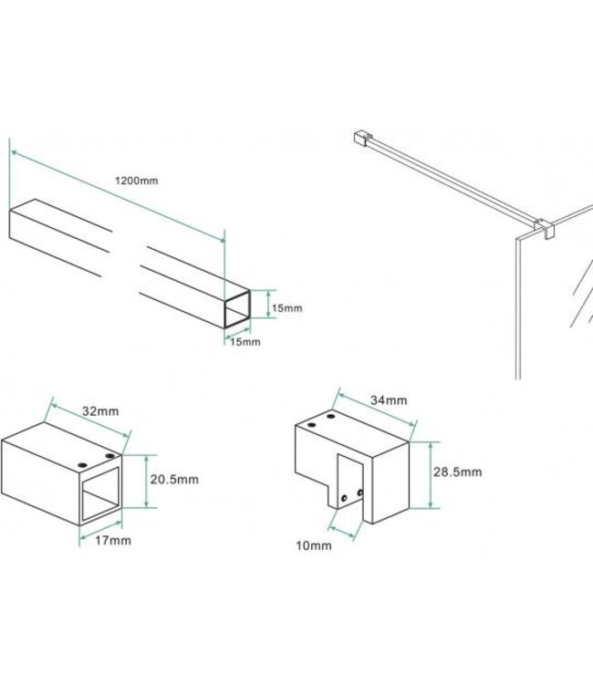 Stabilisatiestang 120 cm Geborsteld Brons koper - Wiesbaden Slim - 20.3416