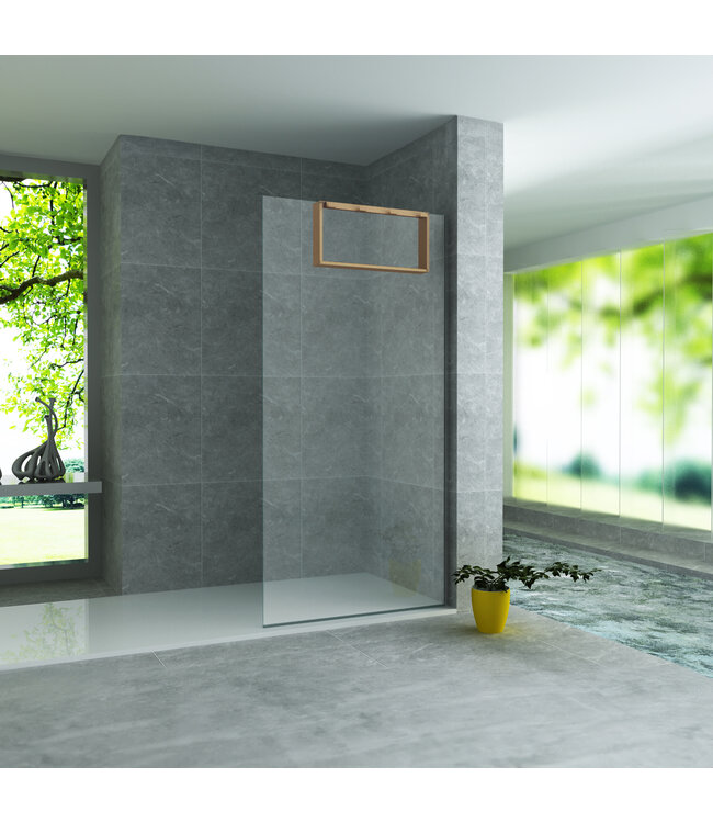 Doucherek Opbouw Frame Aloni Geborsteld koper met Handdoekhaken 30x60cm - Aluminium