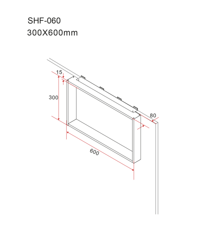 Doucherek Opbouw Frame Aloni Gunmetal met Handdoekhaken 30x60cm - Aluminium