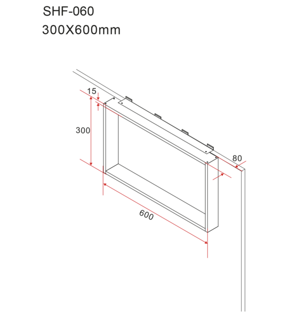 Doucherek Opbouw Frame Aloni RVS met Handdoekhaken 30x60cm - Aluminium