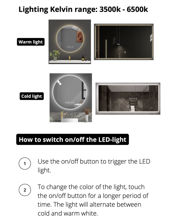 ALONI Spiegel Vierkant⎢Aloni Queen 160x60cm⎢met LED - dimbaar en spiegelverwarming