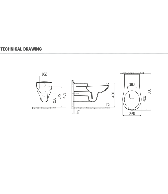 Hangtoilet MIVA 68cm - Mindervaliden toilet incl. Wc-bril