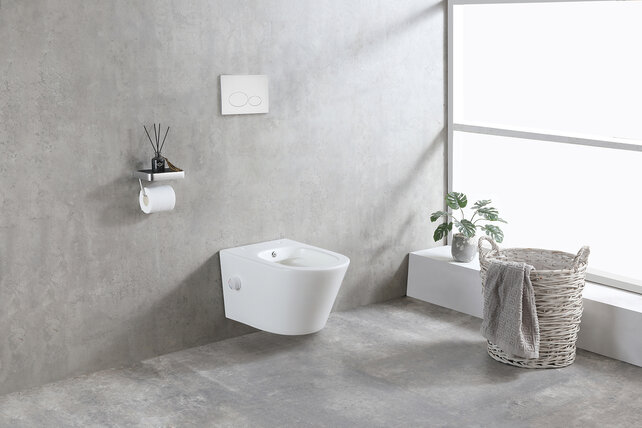 Bidet wc Hangend Vesta Mat Wit met geïntegreerde kraan Warm Koud Randloos excl. Wc-bril - 32.3553 Bidet wc Hangend Vesta Mat Wit met geïntegreerde kraan Warm Koud Randloos excl. Wc-bril - 32.3553
