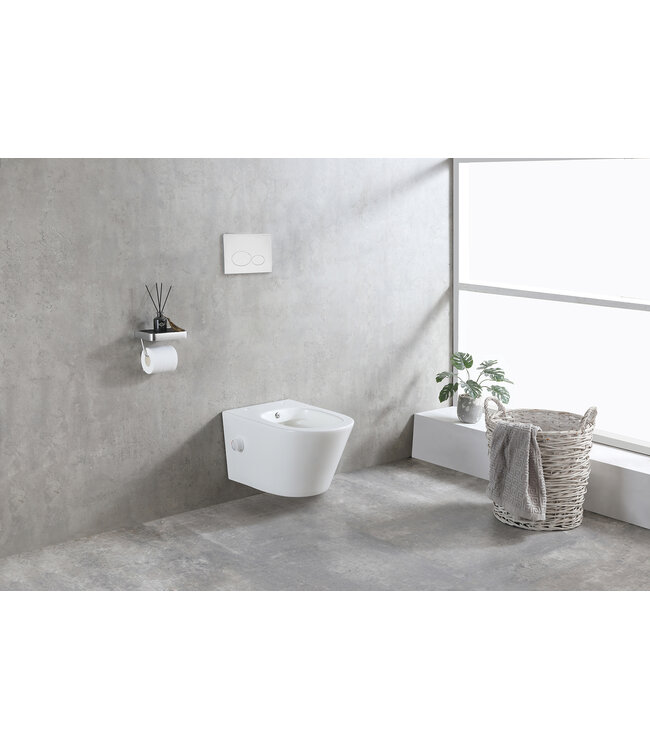 Bidet wc Hangend Vesta Mat Wit met geïntegreerde kraan Koud Randloos excl. Wc-bril - 32.3547