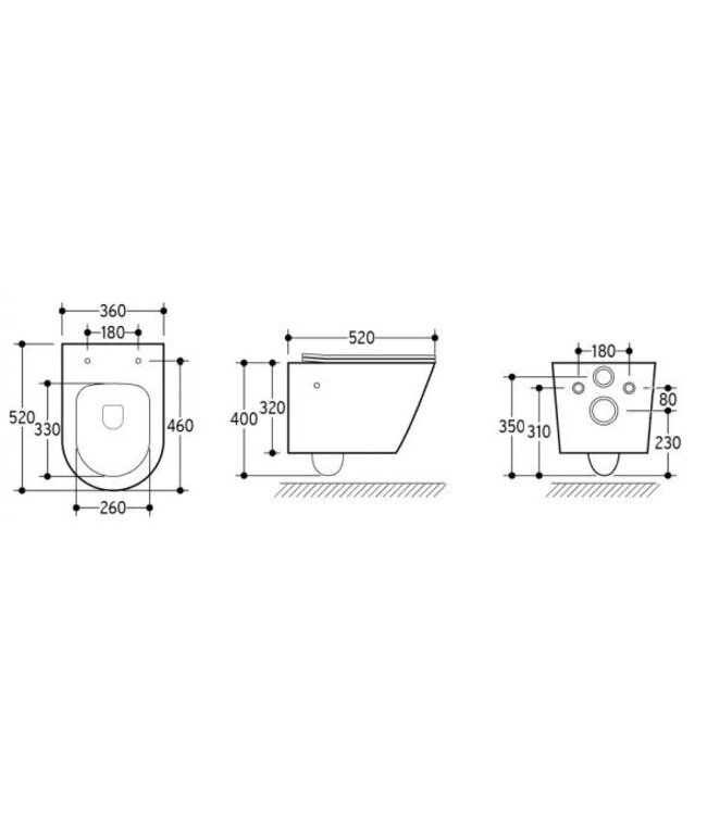 Bidet wc Hangend Vesta Mat Zwart met geïntegreerde kraan Koud Randloos excl. Wc-bril - 32.3546
