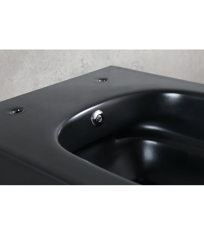 Bidet wc Hangend Vesta Mat Zwart met geïntegreerde kraan Koud Randloos excl. Wc-bril - 32.3546