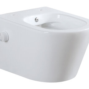 Bidet wc Hangend Vesta Glans Wit met geïntegreerde kraan Warm Koud Randloos excl. Wc-bril - 32.3548
