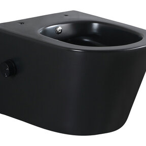 Bidet wc Hangend Vesta Mat Zwart met geïntegreerde kraan Koud Randloos excl. Wc-bril - 32.3546