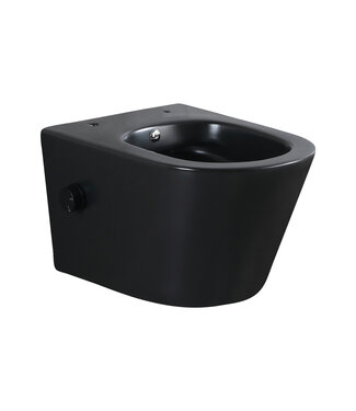Wiesbaden Bidet wc Hangend Vesta Mat Zwart met geïntegreerde kraan Koud Randloos excl. Wc-bril - 32.3546