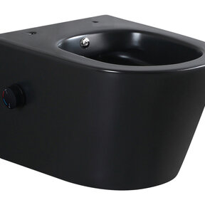 Bidet wc Hangend Vesta Mat Zwart met geïntegreerde kraan Warm / Koud Randloos excl. Wc-bril - 32.3552