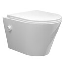 Bidet wc Wiesbaden Vesta Glans Wit met geïntegreerde kraan Koud Randloos Incl. Wc-bril Flatline - 32.3337