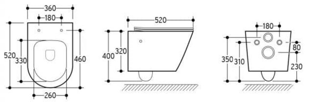 Bidet wc Wiesbaden Vesta Glans Wit met geïntegreerde kraan Warm/Koud Randloos Incl. Wc-bril Flatline - 32.3345