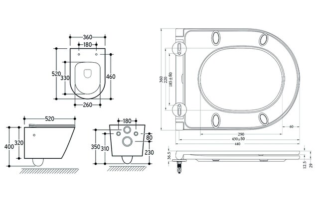 Bidet wc Wiesbaden Vesta Glans Wit met geïntegreerde kraan Warm/Koud Randloos Incl. Wc-bril Flatline - 32.3345