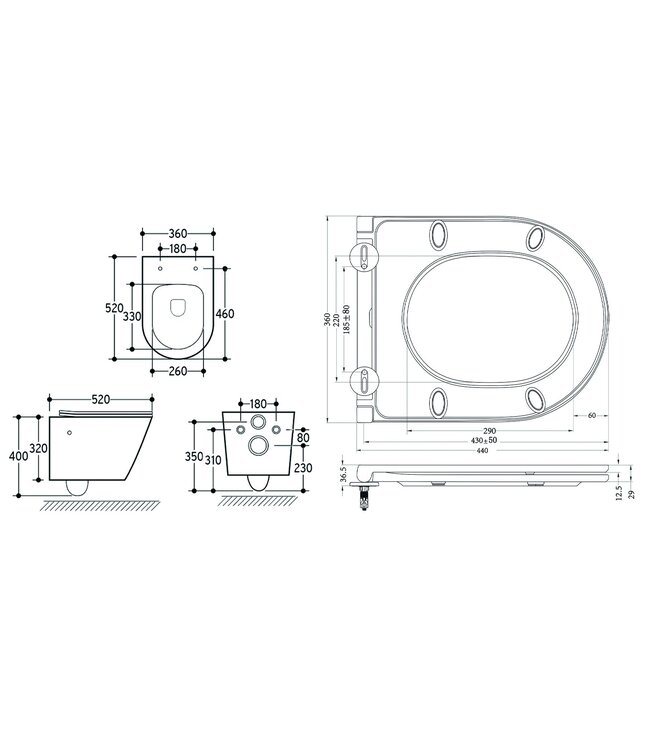 Wiesbaden Bidet wc Wiesbaden Vesta Glans Wit met geïntegreerde kraan Warm/Koud Randloos Incl. Wc-bril Flatline - 32.3345