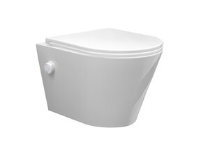 Bidet wc Wiesbaden Vesta Glans Wit met geïntegreerde kraan Warm/Koud Randloos Incl. Wc-bril Flatline - 32.3345