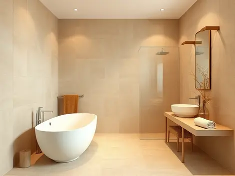 De uitstraling van een zandkleur badkamer