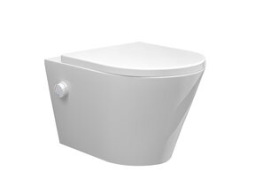 Bidet wc Wiesbaden Vesta Glans Wit met geïntegreerde kraan Warm/Koud Randloos Incl. Wc-bril Shade - 32.3342