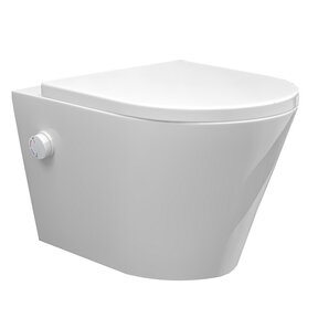 Bidet wc Wiesbaden Vesta Glans Wit met geïntegreerde kraan Warm/Koud Randloos Incl. Wc-bril Shade - 32.3342