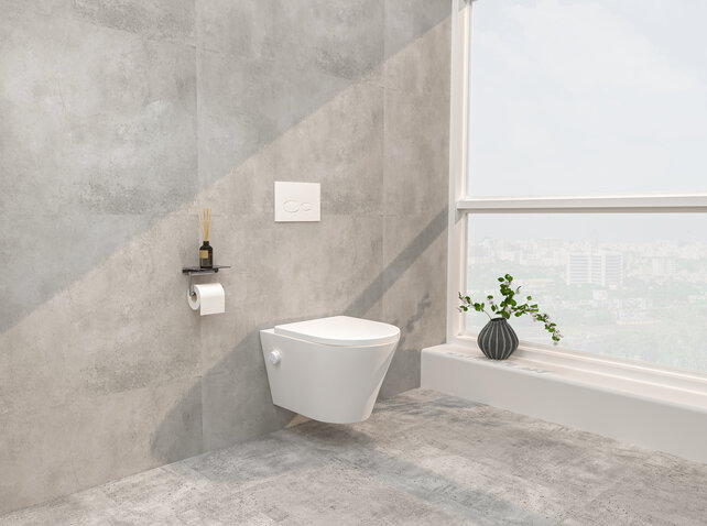 Bidet wc Wiesbaden Vesta Glans Wit met geïntegreerde kraan Warm/Koud Randloos Incl. Wc-bril Shade - 32.3342 Bidet wc Wiesbaden Vesta Glans Wit met geïntegreerde kraan Warm/Koud Randloos Incl. Wc-bril Shade - 32.3342