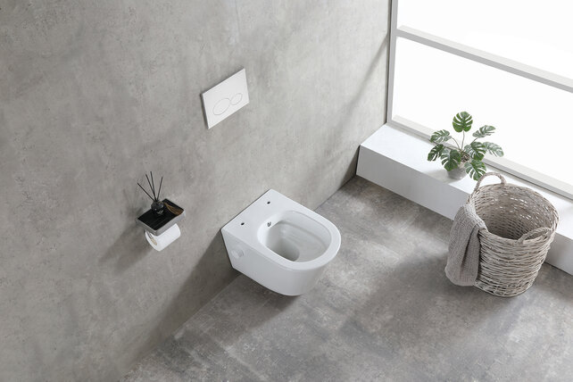 Bidet wc Wiesbaden Vesta Glans Wit met geïntegreerde kraan Koud Randloos Incl. Wc-bril Shade - 32.3334