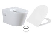 Bidet wc Wiesbaden Vesta Glans Wit met geïntegreerde kraan Koud Randloos Incl. Wc-bril Shade - 32.3334