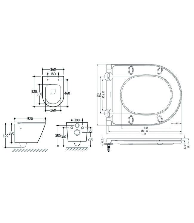 Bidet wc Wiesbaden Vesta Mat Wit met geïntegreerde kraan Koud Randloos Incl. Wc-bril Flatline - 32.3349