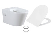 Bidet wc Wiesbaden Vesta Mat Wit met geïntegreerde kraan Koud Randloos Incl. Wc-bril Shade - 32.3336 Bidet wc Wiesbaden Vesta Mat Wit met geïntegreerde kraan Koud Randloos Incl. Wc-bril Shade - 32.3336