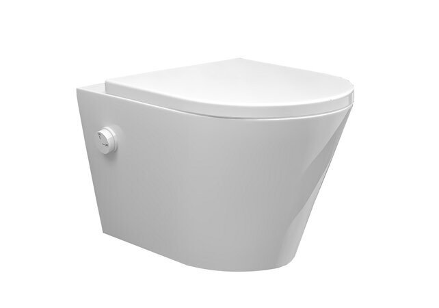 Bidet wc Wiesbaden Vesta Mat Wit met geïntegreerde kraan Koud Randloos Incl. Wc-bril Shade - 32.3336 Bidet wc Wiesbaden Vesta Mat Wit met geïntegreerde kraan Koud Randloos Incl. Wc-bril Shade - 32.3336