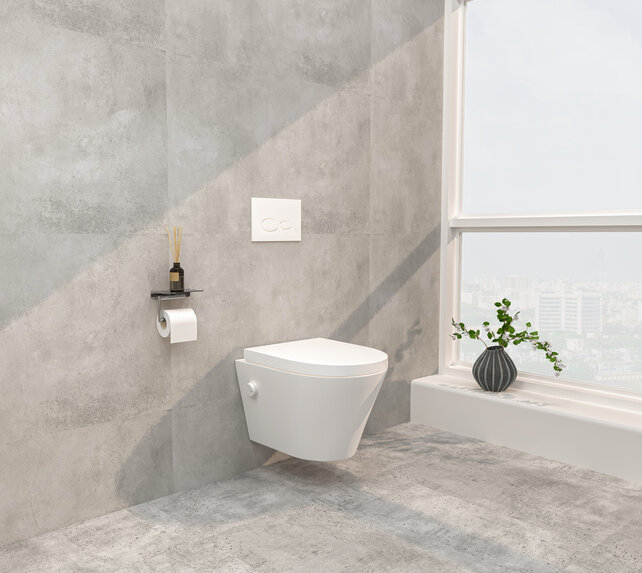 Bidet wc Wiesbaden Vesta Mat Wit met geïntegreerde kraan Koud Randloos Incl. Wc-bril - 32.3333