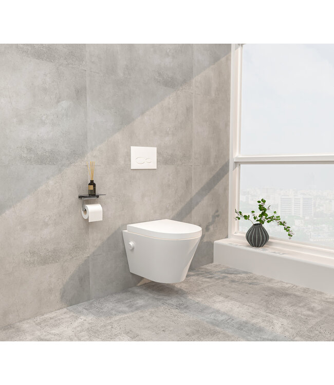 Wiesbaden Bidet wc Wiesbaden Vesta Mat Wit met geïntegreerde kraan Warm/Koud Randloos Incl. Wc-bril - 32.3341