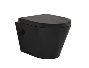 Bidet wc Wiesbaden Vesta Mat Zwart met geïntegreerde kraan Warm/Koud Randloos Incl. Wc-bril - 32.3340