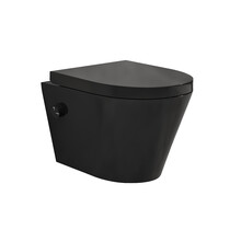 Bidet wc Wiesbaden Vesta Mat Zwart met geïntegreerde kraan Koud Randloos Incl. Wc-bril - 32.3332
