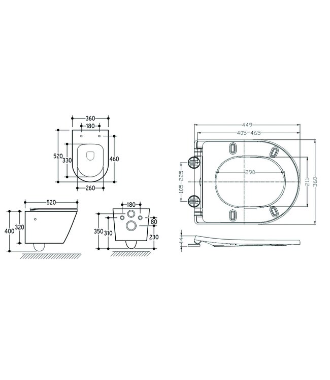 Bidet wc Wiesbaden Vesta Mat Zwart met geïntegreerde kraan Koud Randloos Incl. Shade Wc-bril - 32.3335