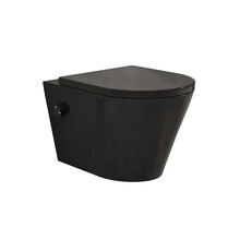 Bidet wc Wiesbaden Vesta Mat Zwart met geïntegreerde kraan Koud Randloos Incl. Shade Wc-bril - 32.3335