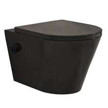 Bidet wc Wiesbaden Vesta Mat Zwart met geïntegreerde kraan Warm/Koud Randloos Incl. Shade Wc-bril - 32.3343