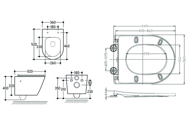Bidet wc Wiesbaden Vesta Mat Zwart met geïntegreerde kraan Warm/Koud Randloos Incl. Shade Wc-bril - 32.3346