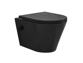 Bidet wc Wiesbaden Vesta Mat Zwart met geïntegreerde kraan Warm/Koud Randloos Incl. Shade Wc-bril - 32.3346