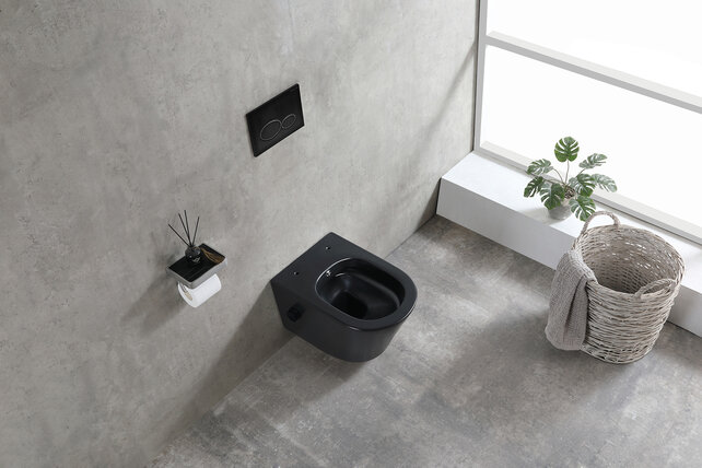 Bidet wc Wiesbaden Vesta Mat Zwart met geïntegreerde kraan Koud Randloos Incl. Shade Wc-bril - 32.3338 Bidet wc Wiesbaden Vesta Mat Zwart met geïntegreerde kraan Koud Randloos Incl. Shade Wc-bril - 32.3338