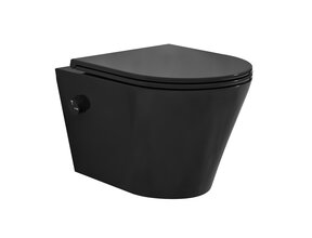 Bidet wc Wiesbaden Vesta Mat Zwart met geïntegreerde kraan Koud Randloos Incl. Shade Wc-bril - 32.3338