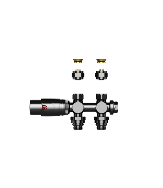 BELRAD Radiatorkraan Gunmetal Recht Belrad Thermostatisch 1/2Mx16/2m30 H-Blok