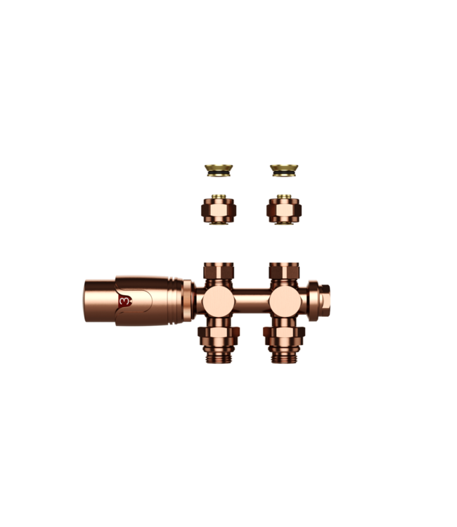 Radiatorkraan Geborsteld Koper Recht Belrad Thermostatisch 1/2Mx16/2m30 H-Blok