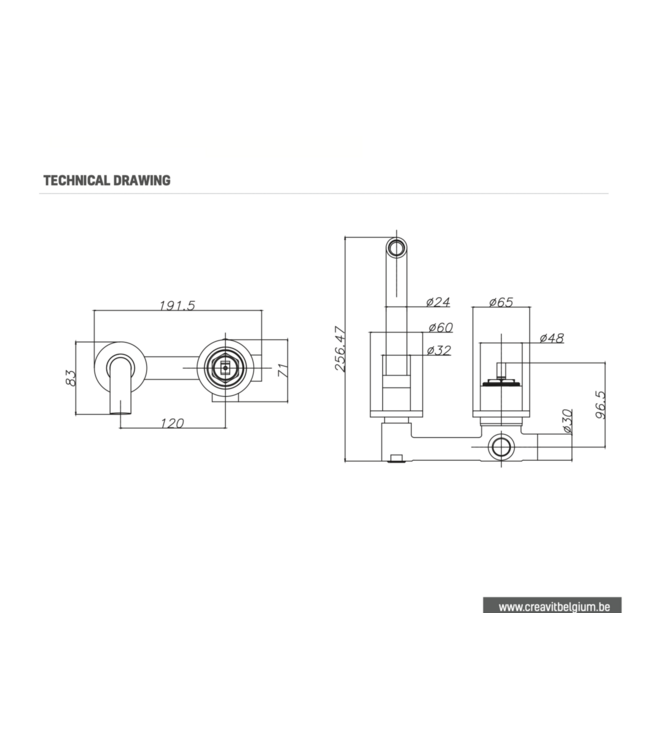 Inbouw wastafelkraan Rome Zwart Mat Creavit Aloni Mengkraan uitloop 22cm