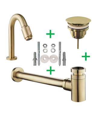 Wiesbaden Fonteinkraan set Caral Victoria Geborsteld Messing - 22.3738