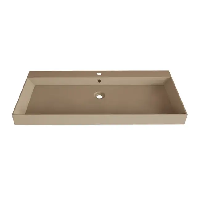 Wastafel Lako Mat Cappuccino 100x46x7cm 2 kraangaten Wastafel Lako Mat Cappuccino 100x46x7cm 2 kraangaten